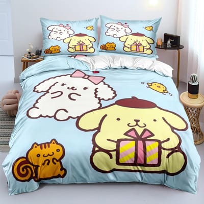 Ensembles de literie mignons Pom Pom Purin Couette Housse de lit Housse de couette Taie d'oreiller Ensembles 2-3 pièces Taille enfant adulte Décor de chambre AU Single 140x210cm