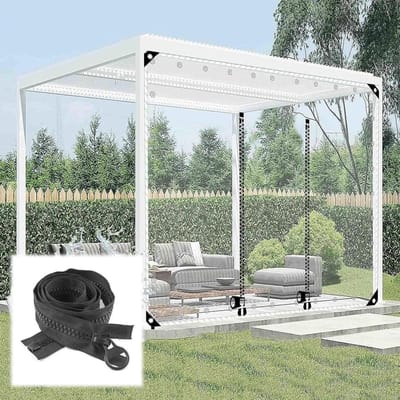 Transparant Dekzeil - Zeildoek Gordijn - Buiten Bescherming - Met Rits Deur - 3.5x2.3m