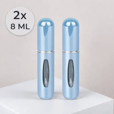 TLVX Parfum Verstuiver 8 ML Blauw 2 stuks / Mini Parfum Flesje / Parfum Flesje Vliegtuig / Parfum flesje festival / Leeg / Reisflesje / Navulbaar / Handbagage Proof / Parfum Flesje Handtas / Klein Flesje / Compact Flesje / Favoriete Parfum
