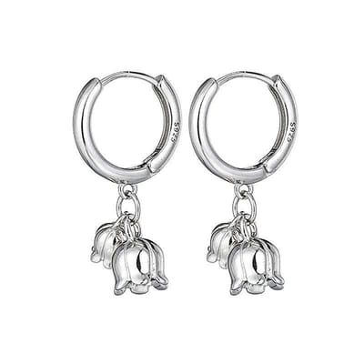 Gading dames oorbellen met 2 tulpen-25mm-12mm-zilver 925