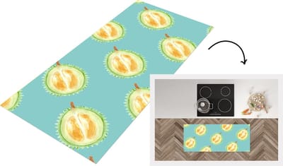 Keukenloper - Loper keuken - Citrus - Fruit - Sjablonen - Blauw - 120x50 cm - Keukenloper vinyl