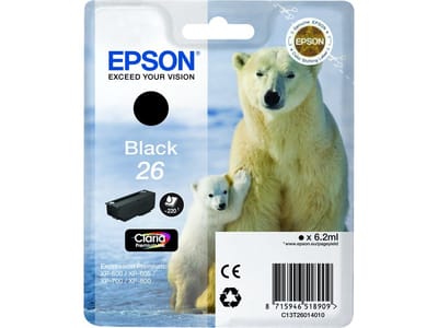 EPSON Cartouche d'encre T2601 Noir - Ours polaire (C13T26014012)