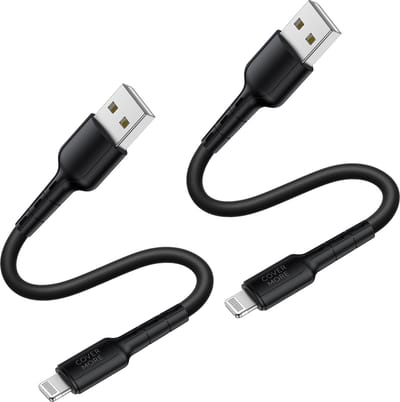 Oplaadkabel geschikt voor Lightning naar usb A oplader - Geschikt voor iPhone en iPad - Veilig - Kort - 30cm - Sterk - Flexibel - Zwart