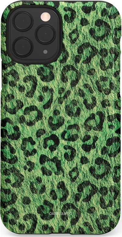 Casetastic hoesje geschikt voor Apple iPhone 11 Pro - Dubbellaagse bescherming - Groene Panterprint - Fashion Case - Donkergroen Zwart