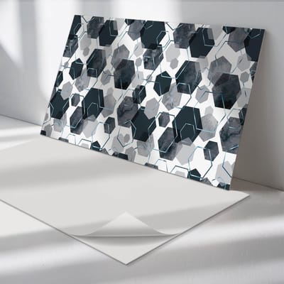 Wallfluent Vinyl Wandpaneel - Abstract hexagonaal patroon Zelfklevend Muurpaneel - 120 cm x 60 cm - Grijs Vinyl Wandpaneel - 1 stuk - Rechthoekig Wandbekleding Vinyl - Abstractie Wandpaneel - Vinyl Wandbekleding - Wandpaneel Keuken en Badkamer
