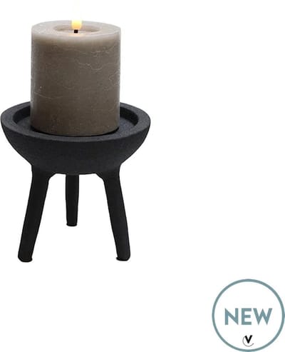 Kandelaar Luro | XS | rough black - Mat Zwart | Ø12 x H10 cm
