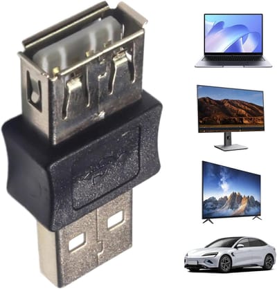 USB Adapter - Koppelstuk Connector - Poort Uitbreiding - Gestroomlijnd Kabelbeheer - 6 x 3 x 2 cm - Zwart