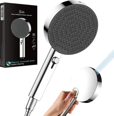 BOTC Douchekop met Hoge druk - Magnetische afneembare douchekop - 132 mm grote handdouche - S7637- Douchekop regendouche - 7 Sproeistanden - Waterbesparende - Zwart