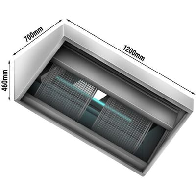 GGM Gastro Plasma Dunstabzugshaube - 1200mm - 95% Abluftreinigungseffizienz - mit Filter & Lampe Zilver