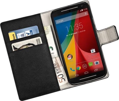 HC Zwart Motorola Moto G 2014 Bookstyle Cover Hoesje