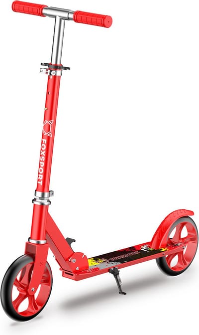 FOXSPORT Step volwassenen - Opvouwbaar - Scooter met grote Wielen - Buitenspeelgoed - autopeds - stepperbike - autoped bike - Cadeau - handrem en voetrem - Rood