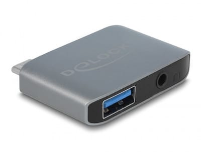 Delock Audio Adapter USB Type-C™ male - Stereo Jack female 3.5 mm + USB 3.0 A female