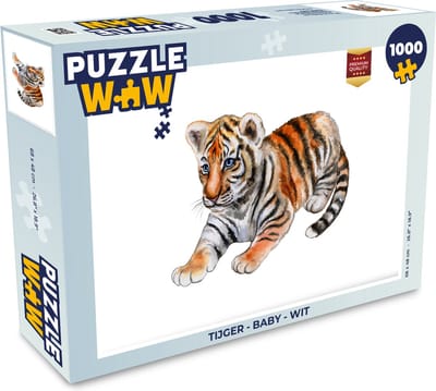 Puzzel Tijger - Baby - Wit - Legpuzzel - Puzzel 1000 stukjes volwassenen