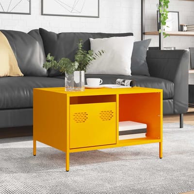 vidaXL - Salontafel - 68,5x50x43,5 - cm - koudgewalst - staal - mosterdgeel