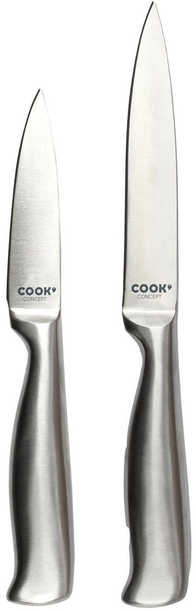 Cook Concept fruitmessen set - 2x - inox - RVS - 8 en 12 cm - koksmes / keukenmes / schilmes