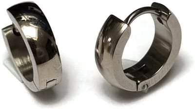 Aramat Jewels | Oorringen | Stalen Huggie Oorringen 14mm RVS Unisex | Hoekig-zirkonia-14x4mm | |7mm | Staal | Kinderen, Volwassenen | Verkleurd niet
