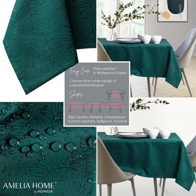 Tafelkleed - Linnenlook kleed - Eettafel decoreren - Waterafstotend lotuseffect - 140x320 cm - Flessengroen