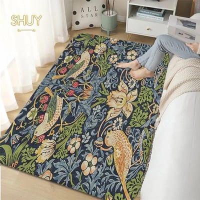 William Morris Aardbei Slaapkamer Tapijt Retro Vloermat Woonkamer Bank Decoratief Kleed Salontafel Matten Bedzijde Antislip Kleden 160x230cm-63x91in