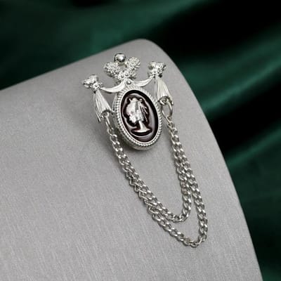 Vintage kwastjesketting reversspeld broche schoonheid kroon badge pak kraag mode sieraden broches voor dames heren accessoires gray