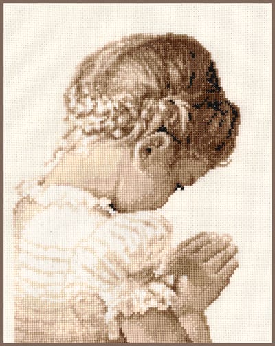 Vervaco - Telpakket kit - Sepia -Biddend meisje - PN-0158511 - Borduren - Borduurpakket - Borduurpakket volwassenen