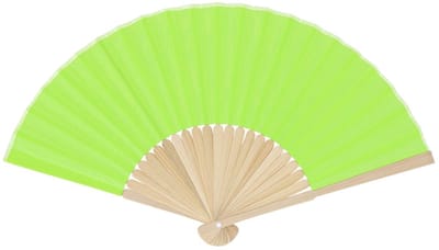 Bellatio Design Spaanse handwaaier - limegroen - bamboe/papier - 38 x 21 cm - spaanse waaier - festival waaier