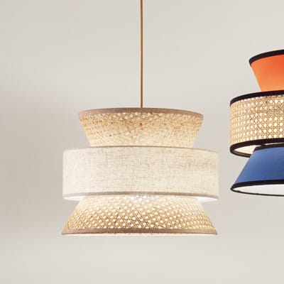 Luce Ambiente Design hanglamp Gazebo, naturel/beige, Ø 40 cm, rotan/stof