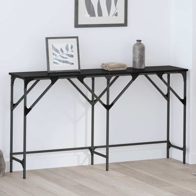 vidaXL - Wandtafel - Zwart - Eiken - 140 - x - 29 - x - 75 - cm - Bewerkt - hout