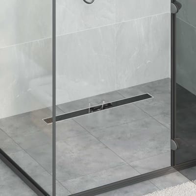 vidaXL - Doucheafvoer - met - Glazen - Deksel - Zwart - 80 - cm - Roestvrij - staal - 304