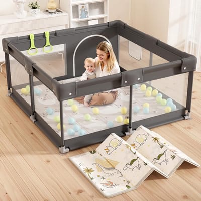 Kinderbox met donkergrijs Tapijt, Oxford Stoffen Hekken voor Kinderen, Speelruimte voor Appartement 120×120cm