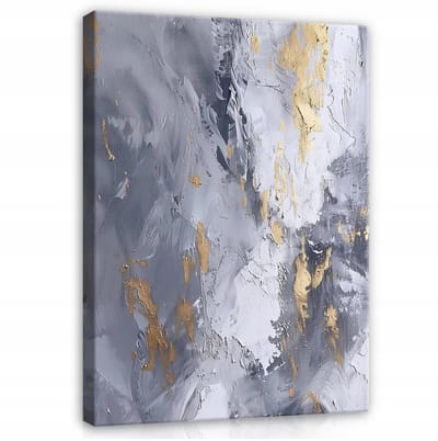 WALLARENA - Canvas schilderij - 100x70 cm - marmer goud abstract op doek voor slaapkamer en woonkamer
