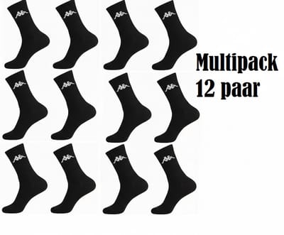 Kappa Multipack - 12 paar sportsokken hoog - Zwarte sokken - maat 39-42