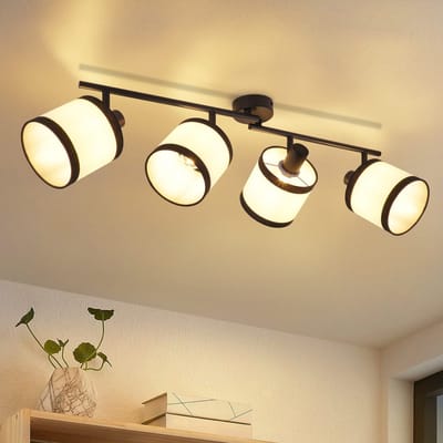 NETTLIFE Plafondspots - 4 lichtpunten -Zwart - Vintage - E14 Deckenleuchte - Stof Retro-excl. lichtbron