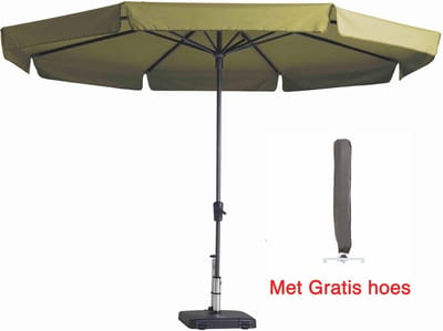 Parasol Rond Sage groen 350 cm met gratis hoes