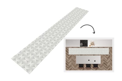 Keukenloper 300x50 cm - Keukenmat vinyl Patronen - Zilver - Retro - Keukenmatten loper - Keuken vloerkleed tapijt