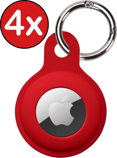 Hoesje Geschikt voor Apple AirTag Sleutelhanger Hoesje Siliconen Hanger - Hoesje Geschikt voor Apple AirTag Hanger Sleutelhanger Hoesje - Donkerrood - 4 PACK