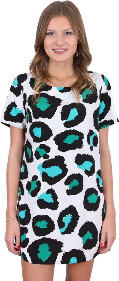 John Zack crème-zwart-groene chiffon mini