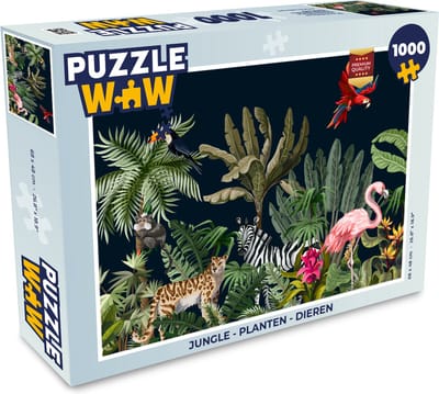 Puzzel Jungle - Planten - Dieren - Kinderen - Flamingo - Zebra - Legpuzzel - Puzzel 1000 stukjes volwassenen