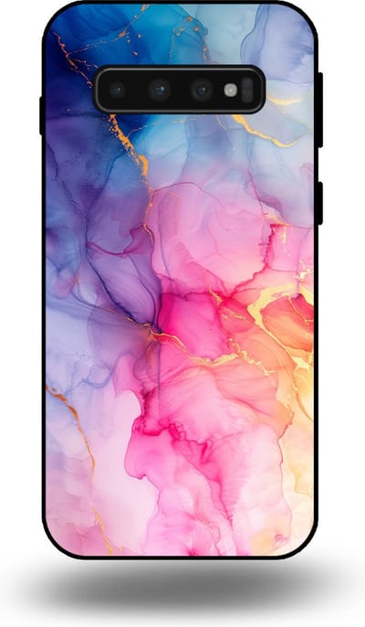 Smartphonica Telefoonhoesje geschikt voor Samsung Galaxy S10 met marmer opdruk - TPU backcover case marble design - Regenboog geschikt voor Samsung Galaxy S10