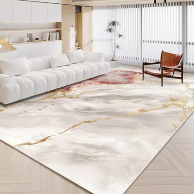 Luxe Wit Marmer Tapijt voor Woonkamer Scandinavische Gouden Decoratie Huis Tapis Antislip Wasbare Kleden voor Slaapkamer Ins Vloermat 180*280cm