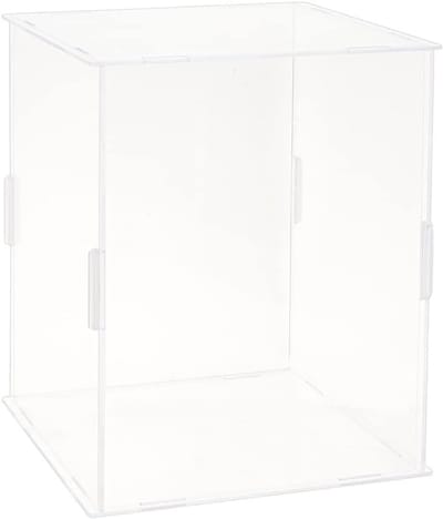 Mini Helm Display Case met 13 Rubbers - Volledig Transparante Acryl Doos, Stofdicht en Waterdicht voor Model Showcase en Verzamelobjecten 16.5x16.5x20.5cm