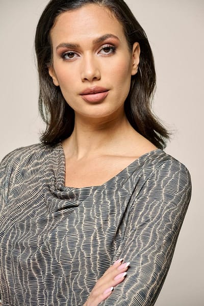 Caitlin Print Top Zwart  / Taupe