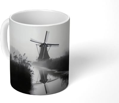 Mok - Koffiemok - Molen - Weerspiegeling - Landschap - Water - Mokken - 350 ML - Beker - Koffiemokken - Theemok