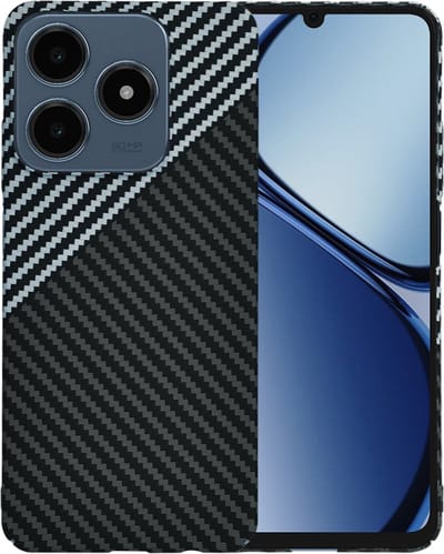 Hoesje geschikt voor Realme C63 / C61 - Techsuit Carbonite FiberShell Carbon Back Cover - Wit/Zwart
