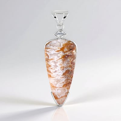 Cavill - Zilveren Hanger - 27,3 ct Druzische Agaat & 0,8 ct Witte Topaas - 925 Sterling Zilver Gerhodineerd - Bali Barong Design