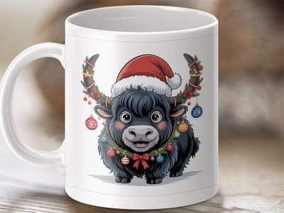 Mok Kerst Yak Mok, Feestelijke Dier Mok, Schattige Kerst Mok, Vakantie Yak, Kerstcadeau Mok, Nieuwigheid Koffie Mok