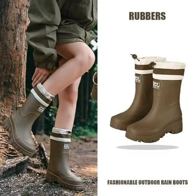 Bottes de pluie imperméables et antidérapantes de taille familiale pour les activités de plein air, Designs assortis pour adultes et enfants 41 vert d’armée