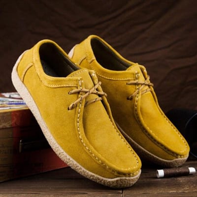 Britse Stijl Klassieke Leren Heren Casual Schoenen Luxe Suède Winterschoenen Minimalistische Schoenen Voor Heren Rijden Oxfords Sneakers 9.5 geel