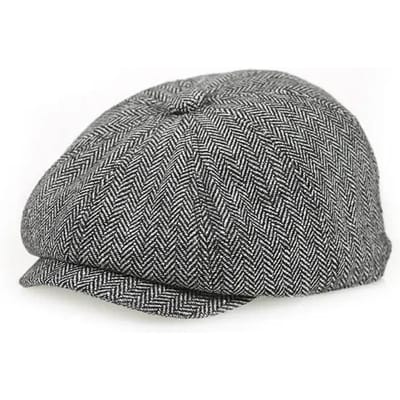 Kinderen Vintage Baret Pet, Schattige en Stijlvolle Kinder Nieuwsjongenspet Retro en Tweed Nieuwsjongenshoed voor Kinderen 48-50cm zwart