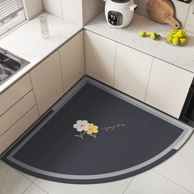 Geavanceerde Diatomeeënaarde Vloermat Huishoudelijke Waterabsorptie Sneldrogende Voetmat Vuilafstotend en Gemakkelijk Schoon te Maken Waaier-vormige Antislip Pad 70 * 70cm gray
