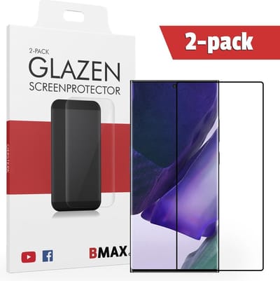 2-pack BMAX geschikt voor Samsung Galaxy Note 20 ultra Screenprotector Full Cover / Full Cover Glas / Volledige dekking / Beschermglas / Tempered Glass / Glasplaatje - Zwart